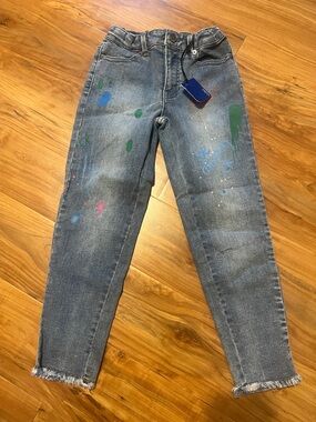 Girls' Calvin Klein Blue Paint-Splatter Jeans